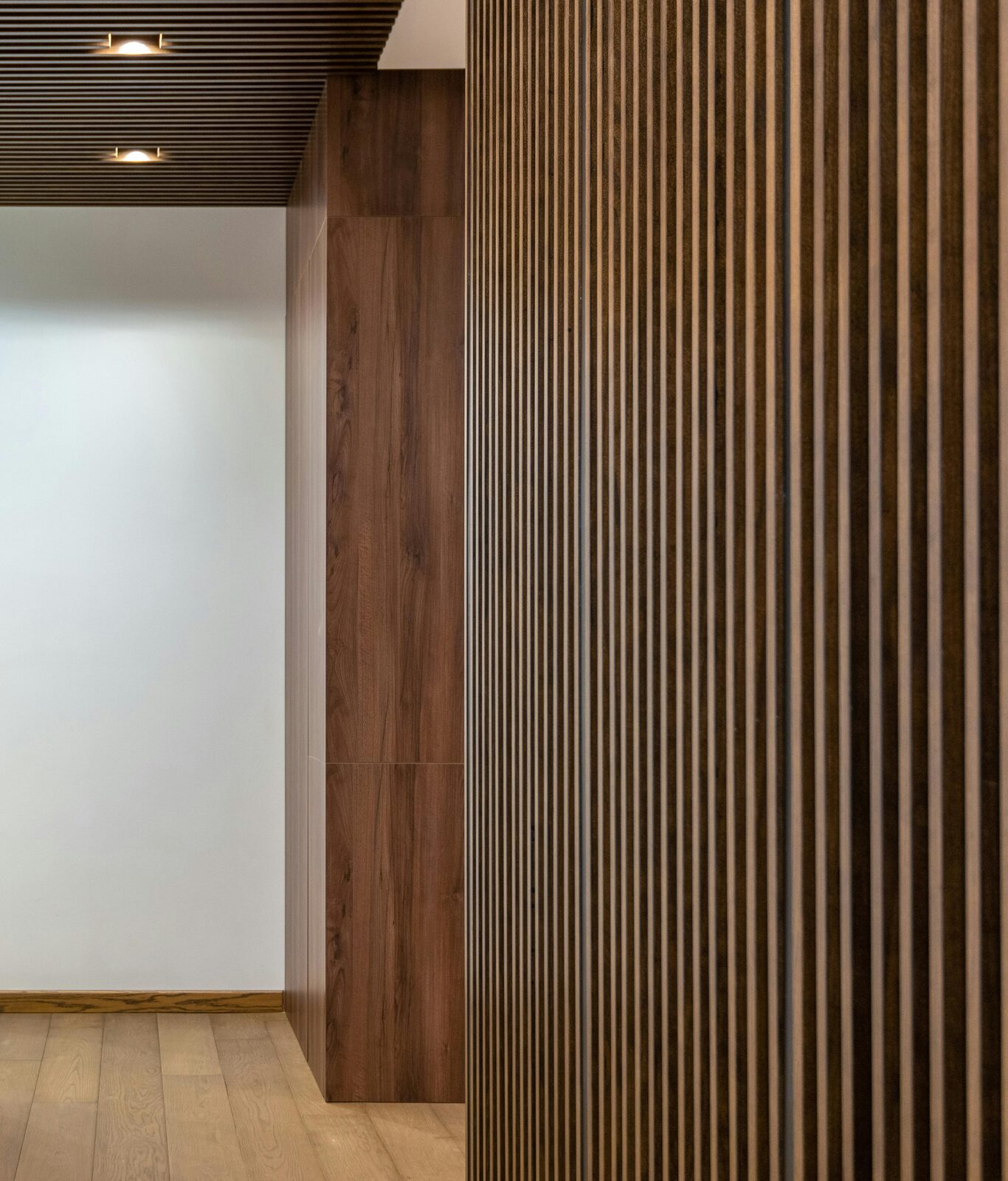 Walnut panel hallway Gurgaon