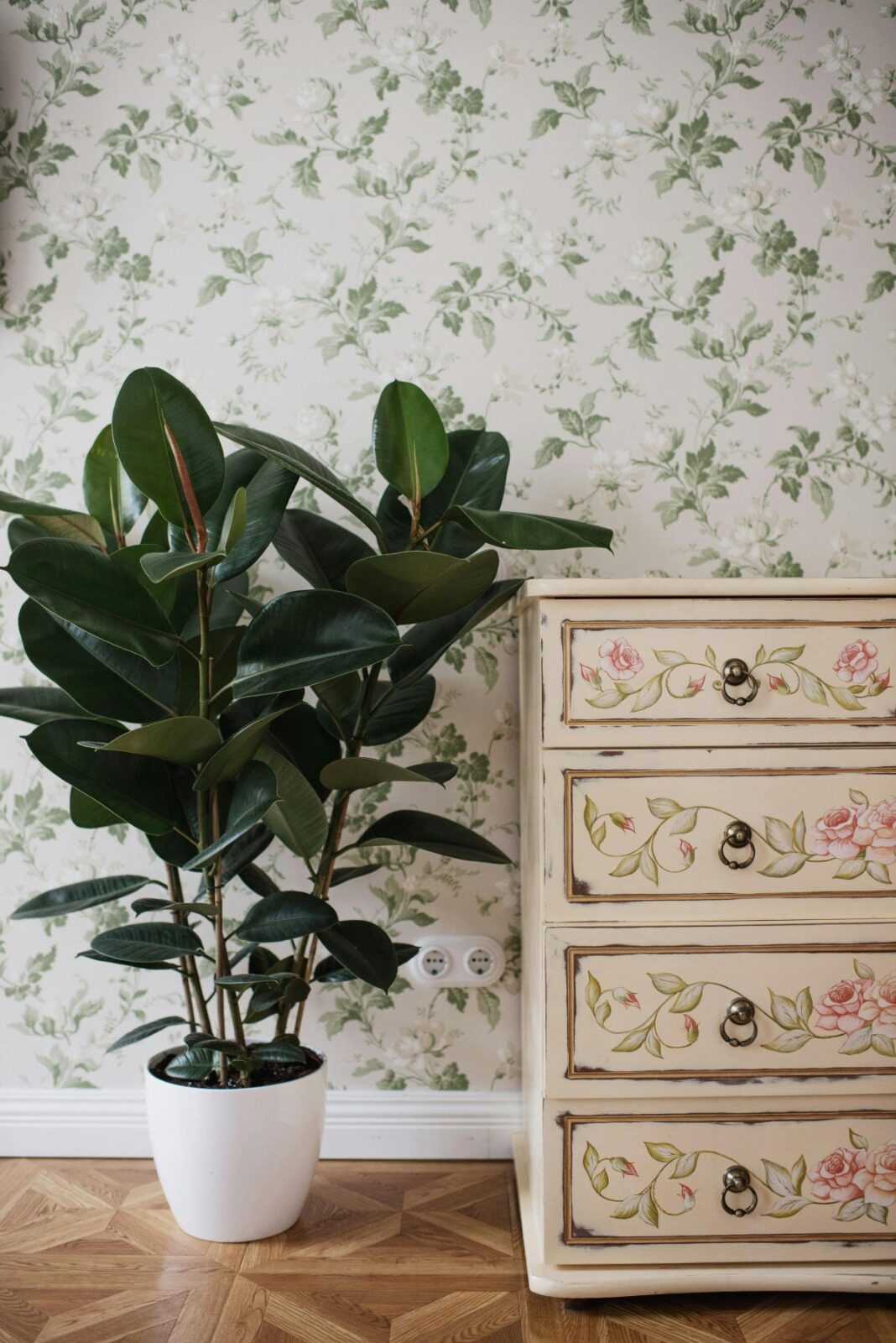 Green floral wallpaper Gurgaon