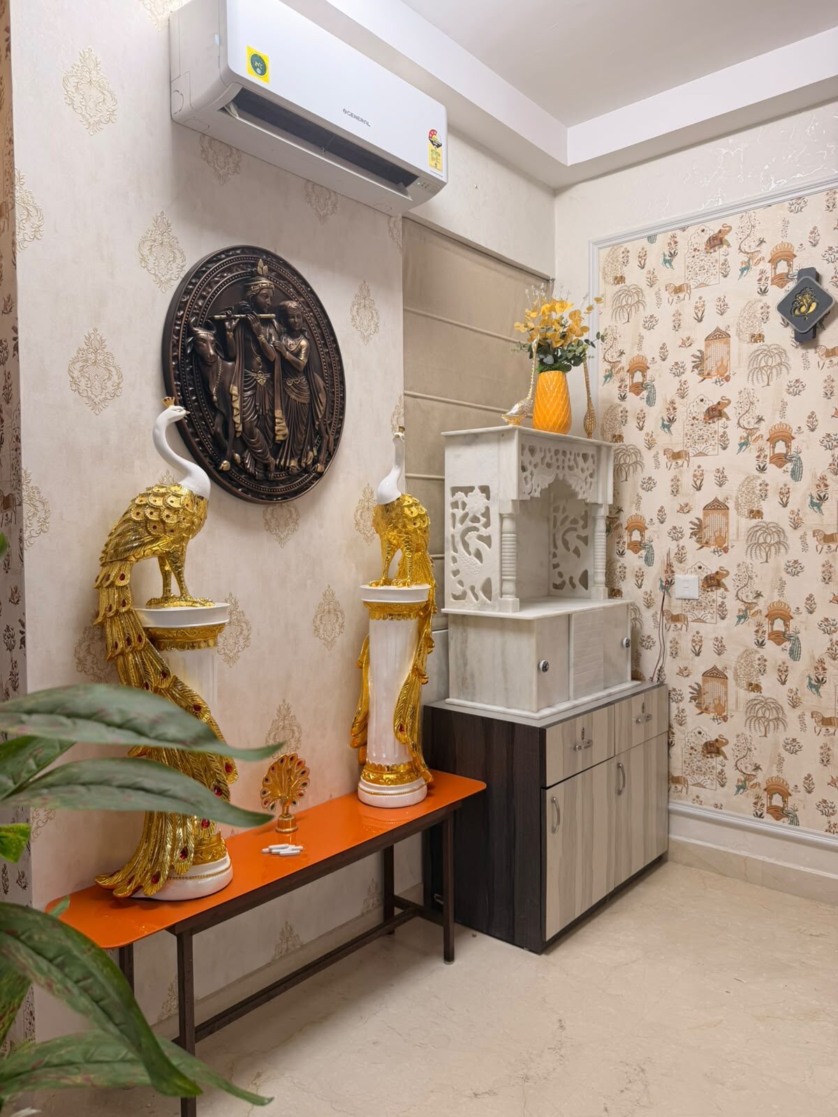 Heritage wallpaper with mandir unit Gurgaon